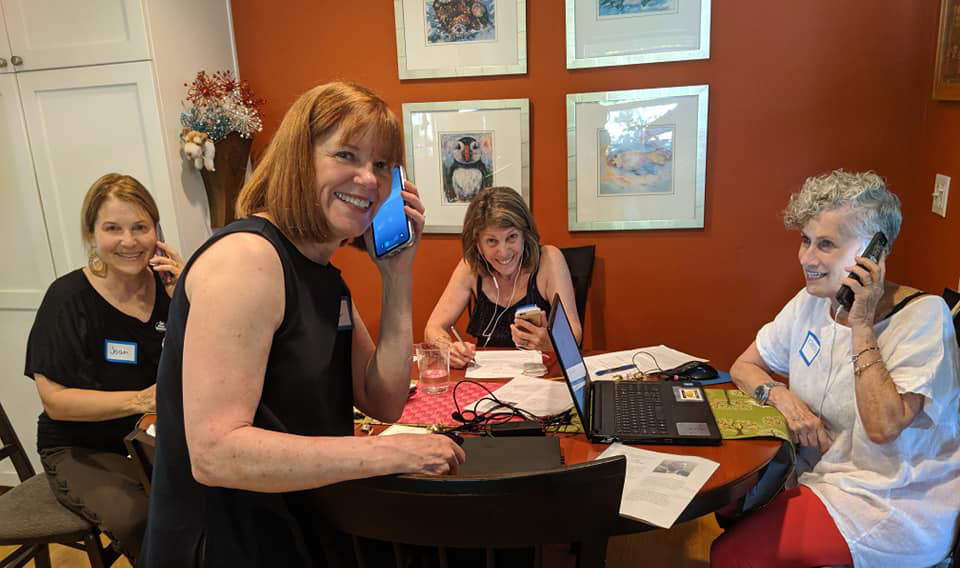 Four ladies excited to phone bank