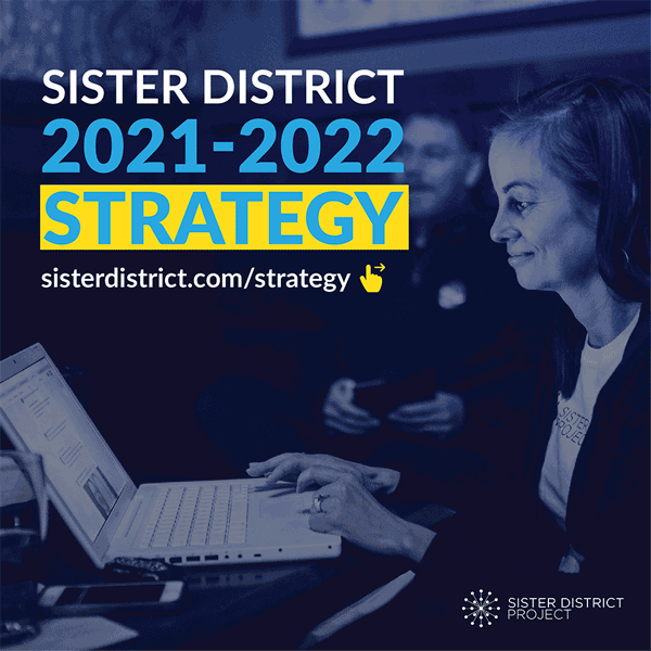 Sister District Strategy: support candidates in states where the legislative chambers can be flipped blue or have fragile blue majorities